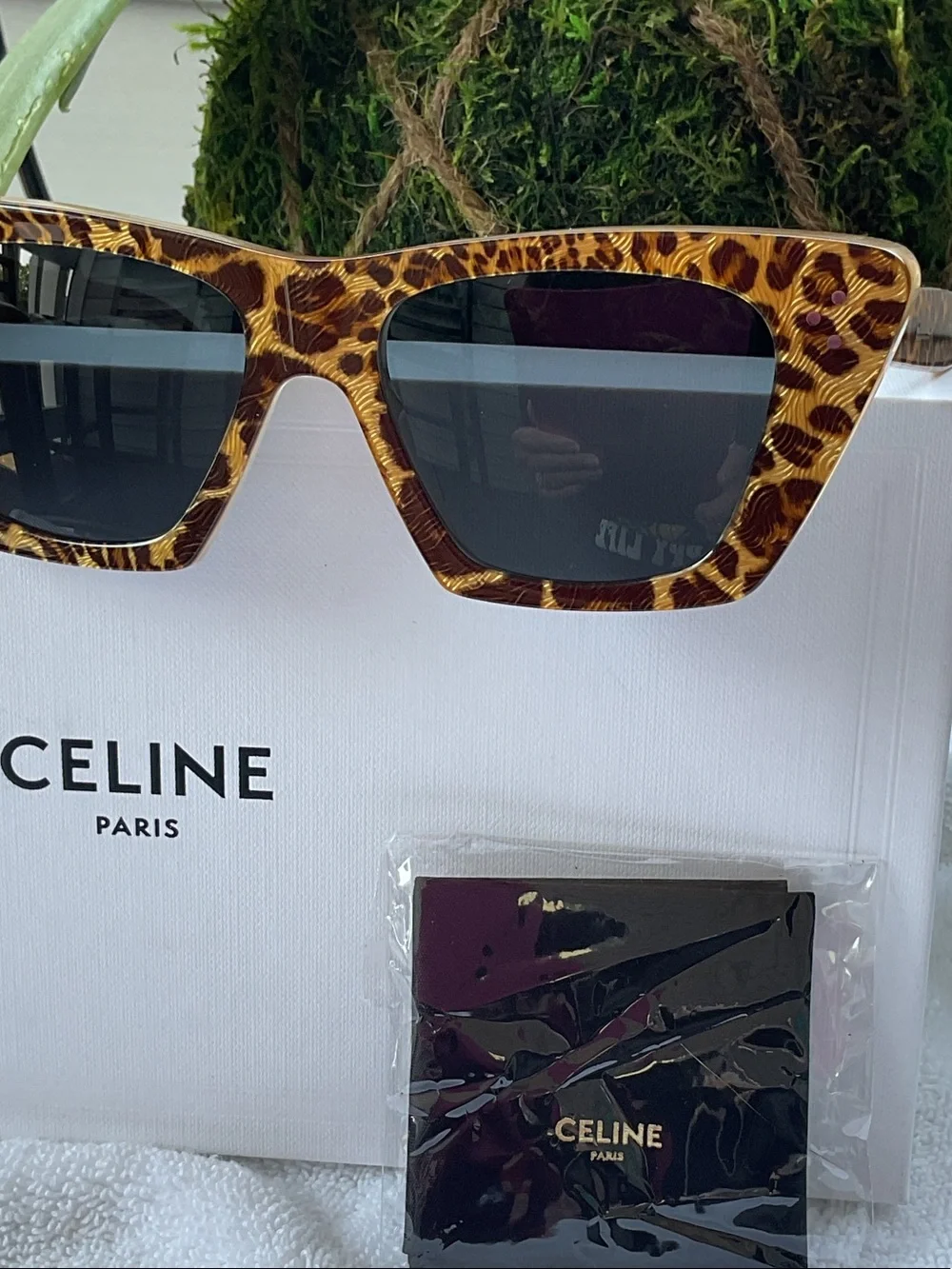 Celine Leopard-Print Angular Cat-Eye Sunglasses - Brown/Black